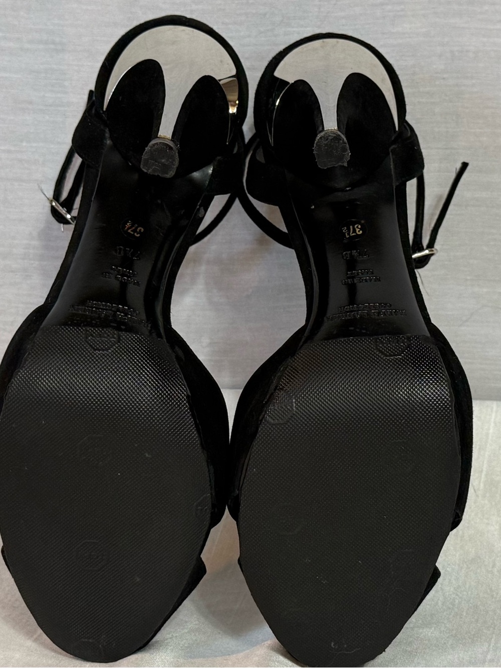 Ralph Lauren Purple Label Black Suede Ankle Strap Heels 37.5 - Picture 4 of 6